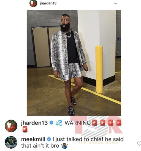 Meek Mill Trolls James Harden's Versace Snake Skin Outfit on 